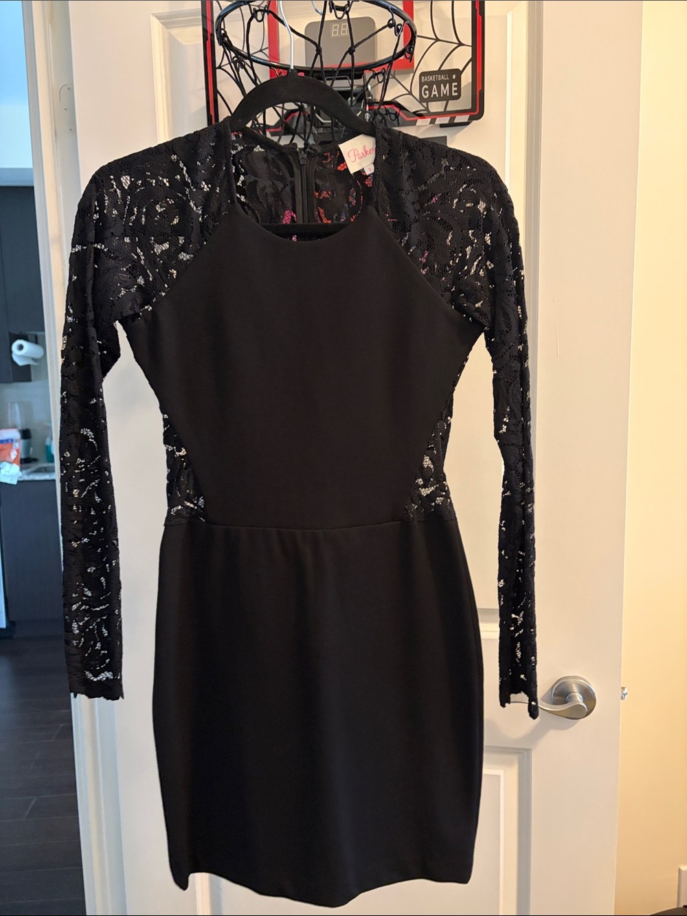 Parker Black Long Sleeve Lace Sheath Dress